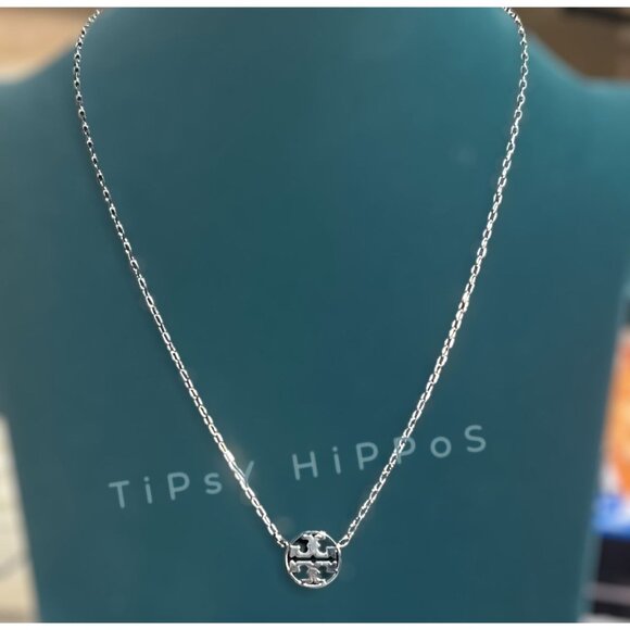 Tory Burch Silver Miller Logo Necklace - Picture 2 of 3